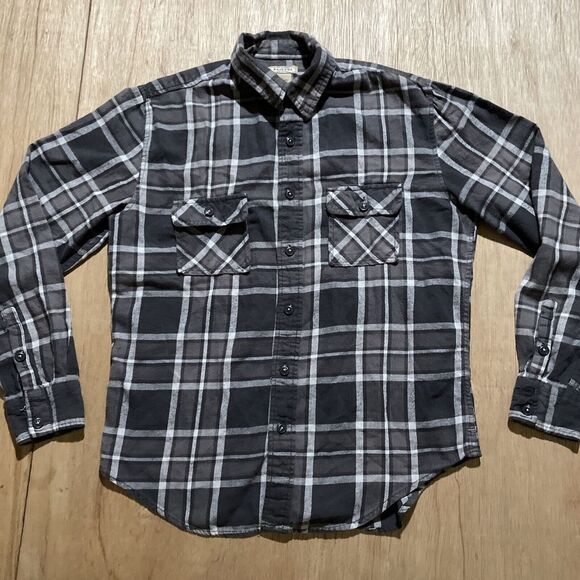 Arizona-Mens Long Sleeve Button‎ Down Flannel Shirt, Medium, Gray Plaid - Picture 1 of 7